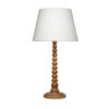 Dio 31 Inch Table Lamp, White Slub Drum Shade, Brown Turned Wood Base