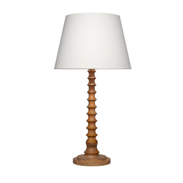 Dio 31 Inch Table Lamp, White Slub Drum Shade, Brown Turned Wood Base