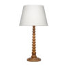 Dio 31 Inch Table Lamp, White Slub Drum Shade, Brown Turned Wood Base