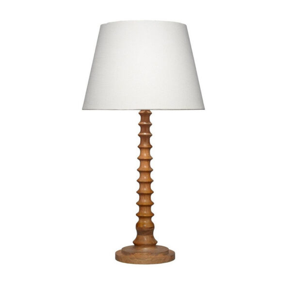 Dio 31 Inch Table Lamp, White Slub Drum Shade, Brown Turned Wood Base