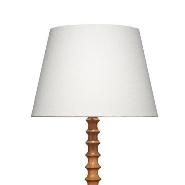 Dio 31 Inch Table Lamp, White Slub Drum Shade, Brown Turned Wood Base