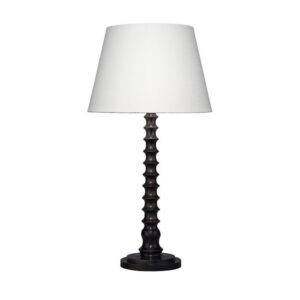 Dio 31 Inch Table Lamp, White Slub Drum Shade, Black Turned Wood Base
