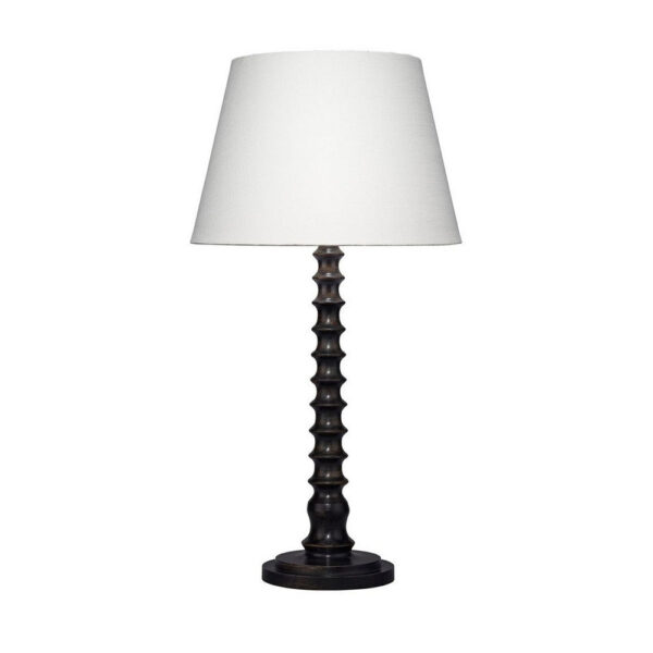 Dio 31 Inch Table Lamp, White Slub Drum Shade, Black Turned Wood Base