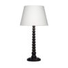 Dio 31 Inch Table Lamp, White Slub Drum Shade, Black Turned Wood Base