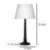 Dio 31 Inch Table Lamp, White Slub Drum Shade, Black Turned Wood Base