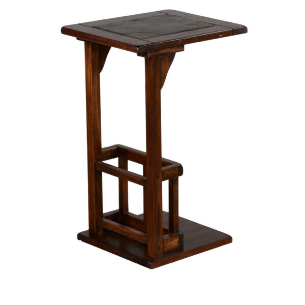 Odel Side Table with Magazine Rack, 13 Inch Top, Brown Mahogany Wood