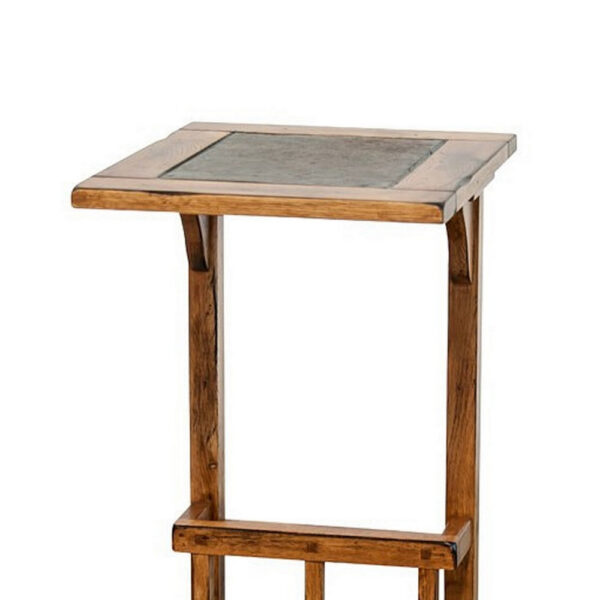 Marv Side Table with Magazine Rack, 13 Inch, Rustic Oak Finish Wood