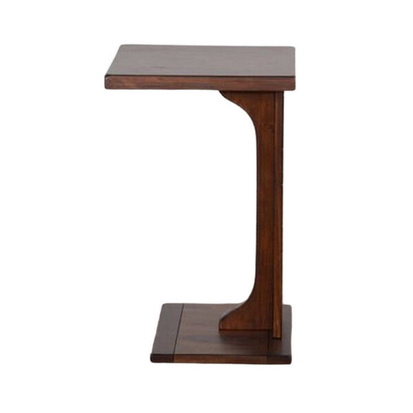 Reggie Sofa Side C Table, 15x12.5 Inch Mocha Brown Mahogany Wood
