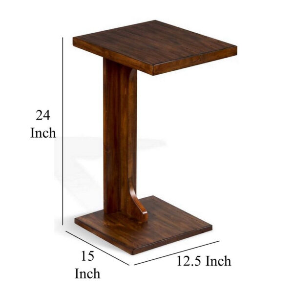 Reggie Sofa Side C Table, 15x12.5 Inch Mocha Brown Mahogany Wood