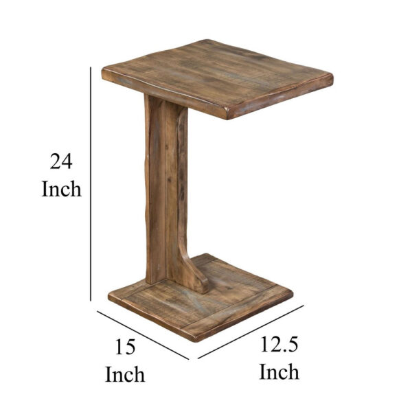 Dazy Sofa Side C Table, 15x12.5 Rustic Light Brown Mahogany Wood