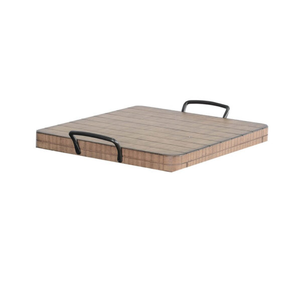 Rena Ottoman Tray with Metal Handles, 17 Inch Light Brown Mahogany