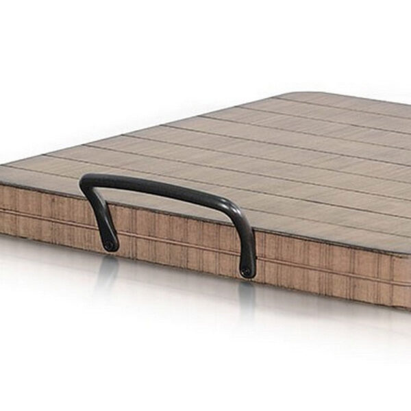 Rena Ottoman Tray with Metal Handles, 17 Inch Light Brown Mahogany