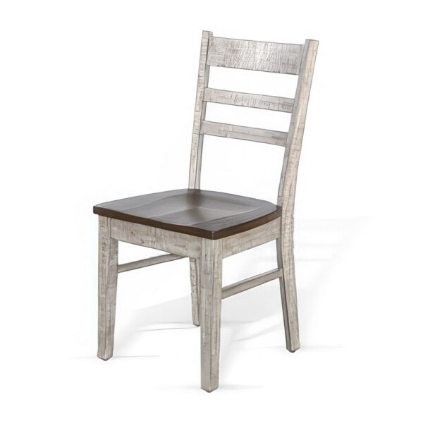 Camie Dining Chair Set of 2, Ladderback Design, Gray Mahogany Wood