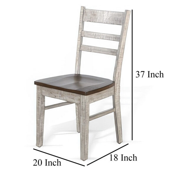Camie Dining Chair Set of 2, Ladderback Design, Gray Mahogany Wood