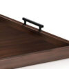 Yela Decorative Tray, 27x27 Square with Black Handles, Dark Brown