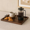 Yela Decorative Tray, 27x27 Square with Black Handles, Dark Brown