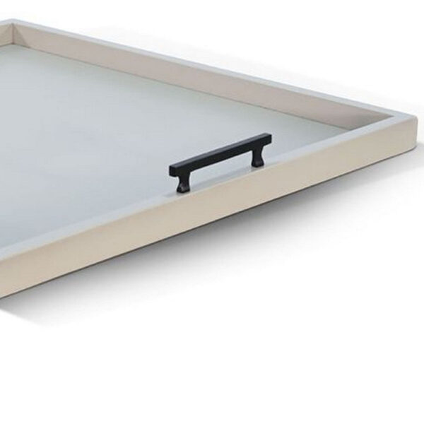 Yela Decorative Tray, 27x27 Square with Black Handles, Light Gray