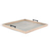 Yela Decorative Tray, 27x27 Square with Black Handles, Wheat Gray