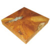 11 Inch Tabletop Platform, Resin Details, Square, Natural Brown Teak Wood