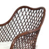 25 Inch Palapa Side Chair, Cushion, Rattan Cane, Iron Legs, White, Black