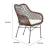 25 Inch Palapa Side Chair, Cushion, Rattan Cane, Iron Legs, White, Black