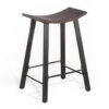 Flint Counter Stool Set of 2, Curved Dark Brown Mahogany, 24 Inch