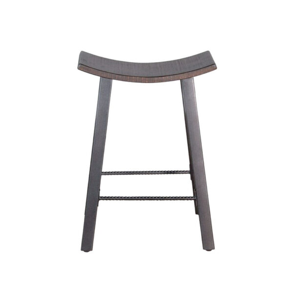 Flint Counter Stool Set of 2, Curved Dark Brown Mahogany, 24 Inch