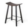 Flint Counter Stool Set of 2, Curved Dark Brown Mahogany, 24 Inch