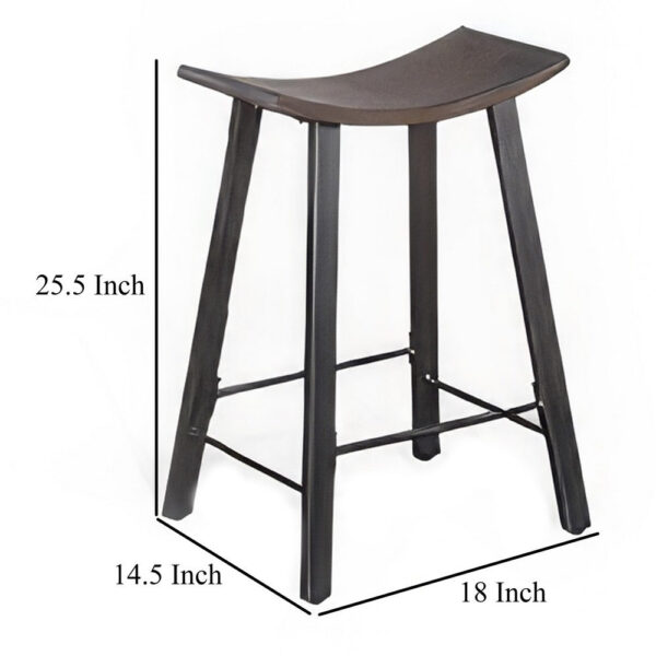 Flint Counter Stool Set of 2, Curved Dark Brown Mahogany, 24 Inch