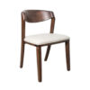 Viki Dining Side Chair Set of 2, Ivory Fabric Seat, Brown Solid Wood