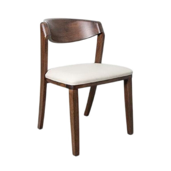 Viki Dining Side Chair Set of 2, Ivory Fabric Seat, Brown Solid Wood