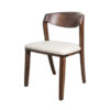 Viki Dining Side Chair Set of 2, Ivory Fabric Seat, Brown Solid Wood