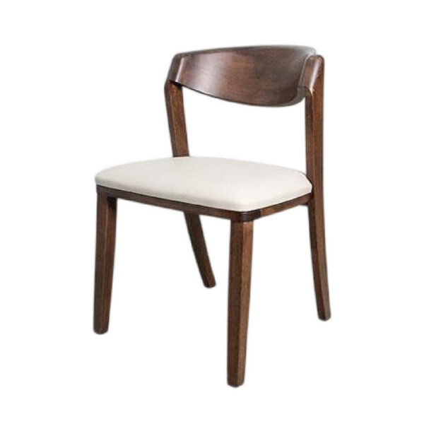 Viki Dining Side Chair Set of 2, Ivory Fabric Seat, Brown Solid Wood
