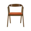 Alana Dining Chair Set of 2, Walnut Brown Wood Frame, Orange Fabric