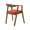 Alana Dining Chair Set of 2, Walnut Brown Wood Frame, Orange Fabric