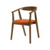 Alana Dining Chair Set of 2, Walnut Brown Wood Frame, Orange Fabric