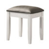 Felicity 16 Inch Upholstered Vanity Stool, Padded Seat, Glossy White