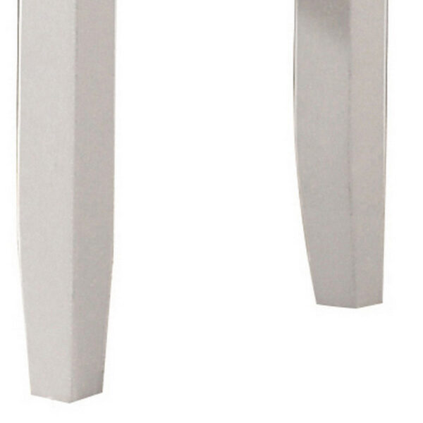 Felicity 16 Inch Upholstered Vanity Stool, Padded Seat, Glossy White