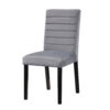 Andy 18 Inch Side Dining Chairs Set of 2, Channel Tufted Gray Velvet, Black Wood