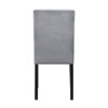 Andy 18 Inch Side Dining Chairs Set of 2, Channel Tufted Gray Velvet, Black Wood