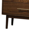 Roma Nightstand, 2 Drawers, Nickel Bar Handles, Walnut Brown Solid Wood