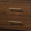 Roma Nightstand, 2 Drawers, Nickel Bar Handles, Walnut Brown Solid Wood
