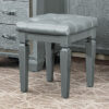 Wooden Vanity Stool With Faux Leather Tufted Seat, Gray