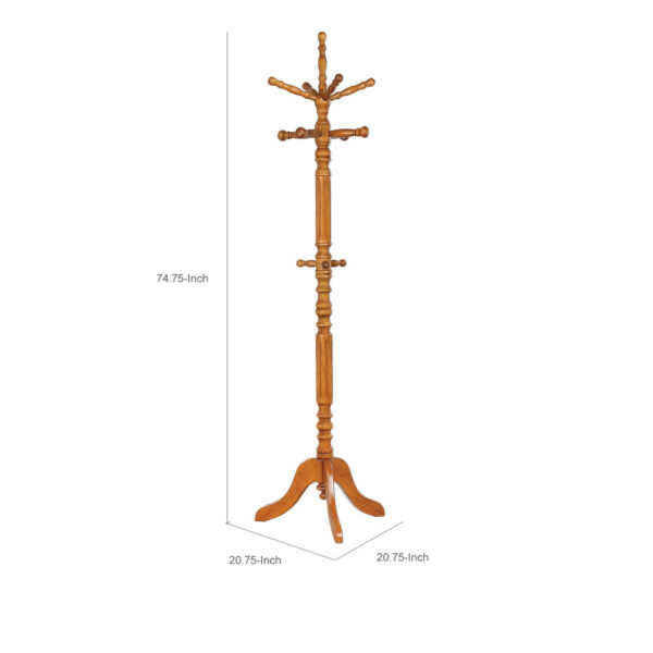Traditional Wooden Coat Rack With Spining Top, Brown