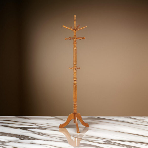 Traditional Wooden Coat Rack With Spining Top, Brown