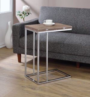 Vogue Side Table, Weathered Oak & Chrome