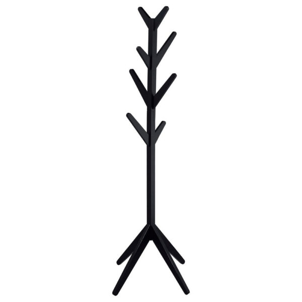 Margo Coat Rack, 8 Hooks and Tree Inspired Design, Black Solid wood