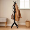 Margo Coat Rack, 8 Hooks and Tree Inspired Design, Black Solid wood