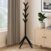 Margo Coat Rack, 8 Hooks and Tree Inspired Design, Black Solid wood