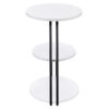 26 Inch Side End Table, 3 Tier Design, Black Metal Frame, White Finish